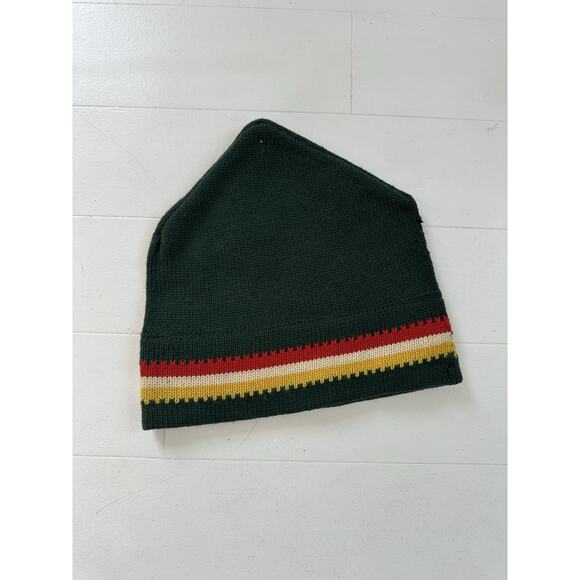 Vintage 1960s Wigwam 100% Pure Virgin Wool Green Beanie Hat - Picture 1 of 5